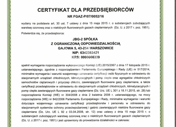 Certificat FGAZ
